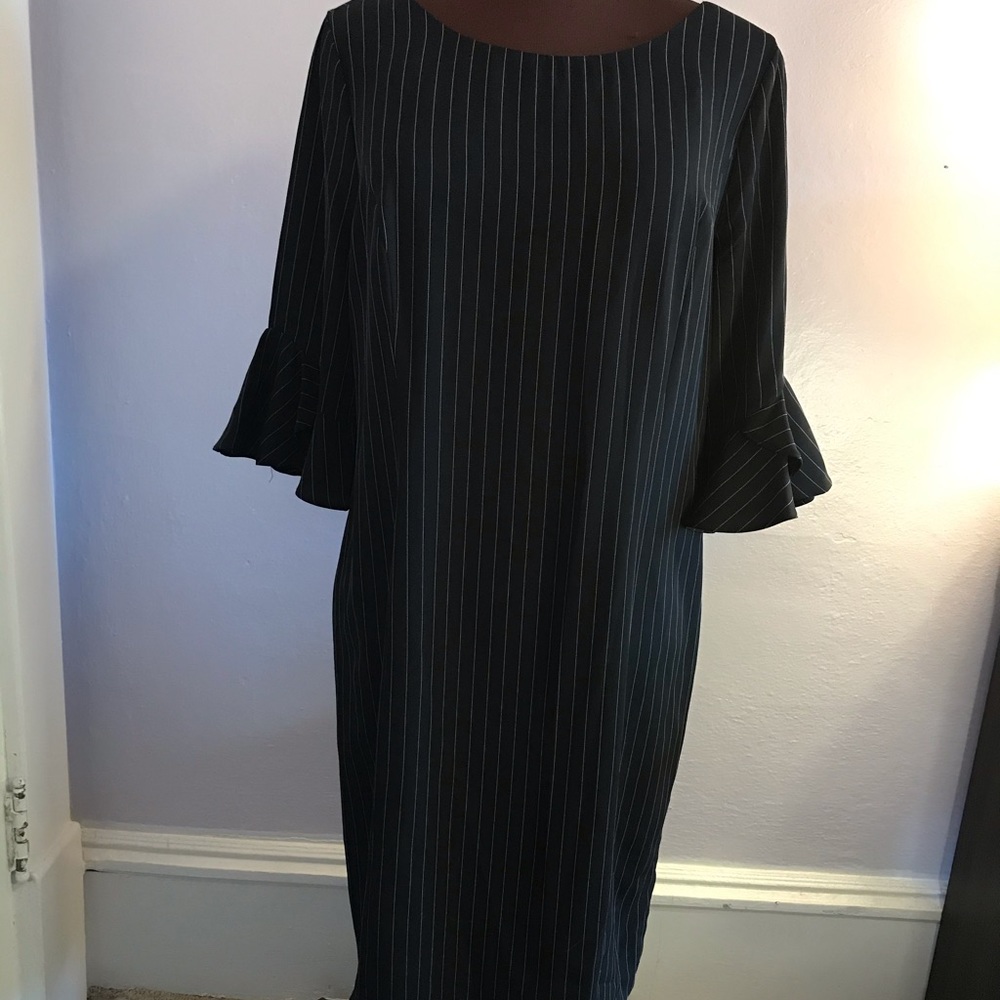 NWT DKNY Size 14 Black & White Striped Dress